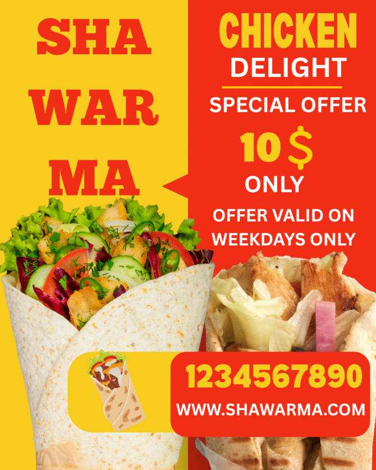 Black and Yellow Modern Beef Shawarma Food Instagram Post