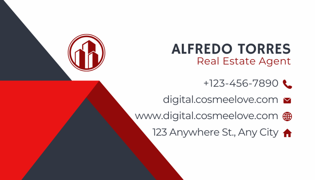 Red and Blue Modern Real Estate Agent Business Card (1)