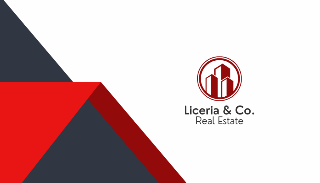 Red and Blue Modern Real Estate Agent Business Card